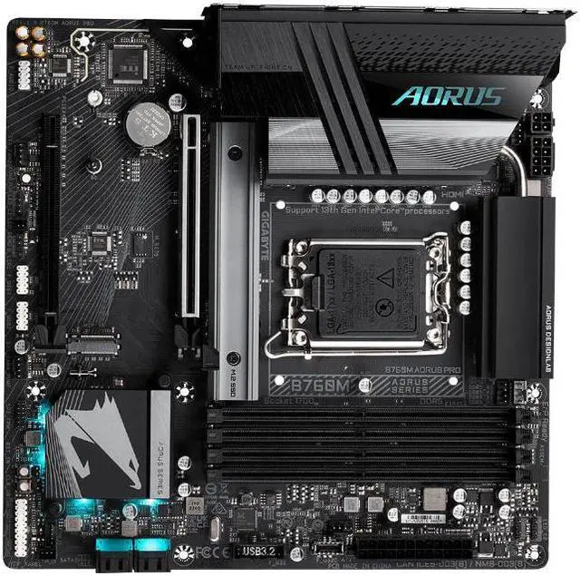 Alt view image 5 of 6 - GIGABYTE B760M AORUS PRO LGA 1700 Intel B760 M-ATX Motherboard With DDR5, 2* M.2, PCIe 4.0, USB 3.2 Gen 2*2 , 2.5GbE LAN, Q-Flash Plus