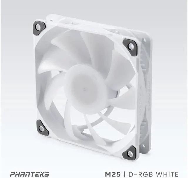 Alt view image 6 of 7 - Phanteks M25-120 D-RGB fan, High-Airflow radiator performance, PWM control up to 2000RPM, ARGB/DRGB lighting, Daisy-Chain cable, White