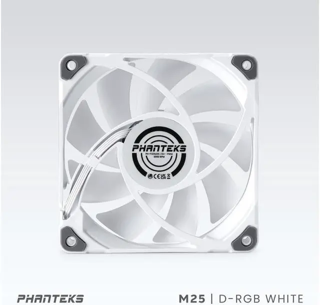 Alt view image 4 of 7 - Phanteks M25-120 D-RGB fan, High-Airflow radiator performance, PWM control up to 2000RPM, ARGB/DRGB lighting, Daisy-Chain cable, White