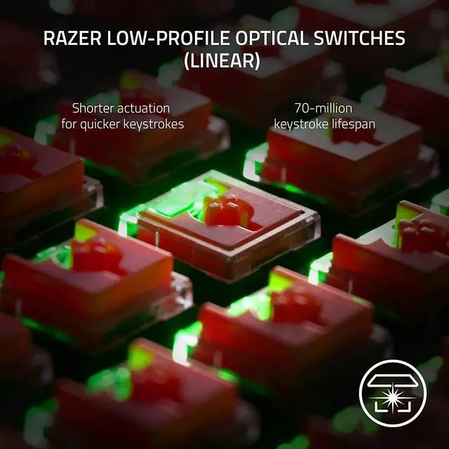 Alt view image 2 of 7 - Razer DeathStalker V2 Pro TKL Wireless Gaming Keyboard: Low-Profile Optical Switches - Linear Red - HyperSpeed Wireless & Bluetooth 5.0-50 Hr Battery - Ultra-Durable Coated Keycaps - Chroma RGB