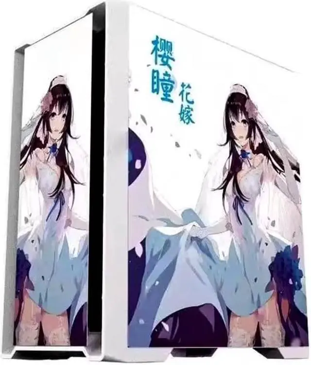 Alt view image 2 of 3 - Peerless player Glass Side Transparent Case, Pull-Out Panoramic Side Transparent Tempered Glass Design,  Magnetic Dust-Proof net, M-ATX Motherboard 240 Water-Cooled Computer Main Box,Sakura Edition