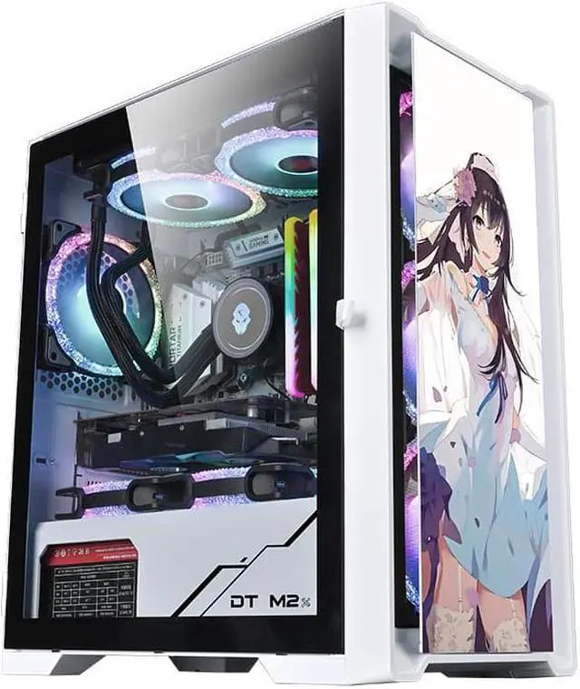 Main image of Peerless player Glass Side Transparent Case, Pull-Out Panoramic Side Transparent Tempered Glass Design,  Magnetic Dust-Proof net, M-ATX Motherboard 240 Water-Cooled Computer Main Box,Sakura Edition