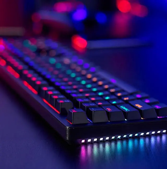Alt view image 3 of 5 - Rapoo V508 Wired Mechanical Gaming Keyboard Brown Switches, Dust and Water Resistance RGB LED Gaming Keyboard for Windows PC Gamers (104Keys, Black)