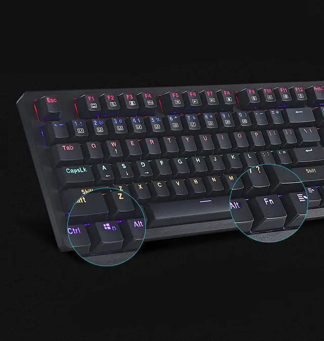 Alt view image 4 of 5 - Rapoo V508 Wired Mechanical Gaming Keyboard Brown Switches, Dust and Water Resistance RGB LED Gaming Keyboard for Windows PC Gamers (104Keys, Black)