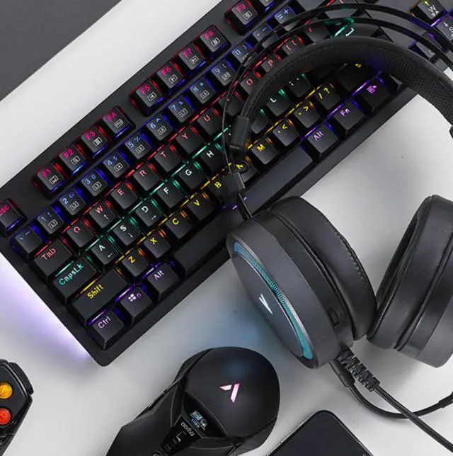 Alt view image 2 of 5 - Rapoo V508 Wired Mechanical Gaming Keyboard Brown Switches, Dust and Water Resistance RGB LED Gaming Keyboard for Windows PC Gamers (104Keys, Black)