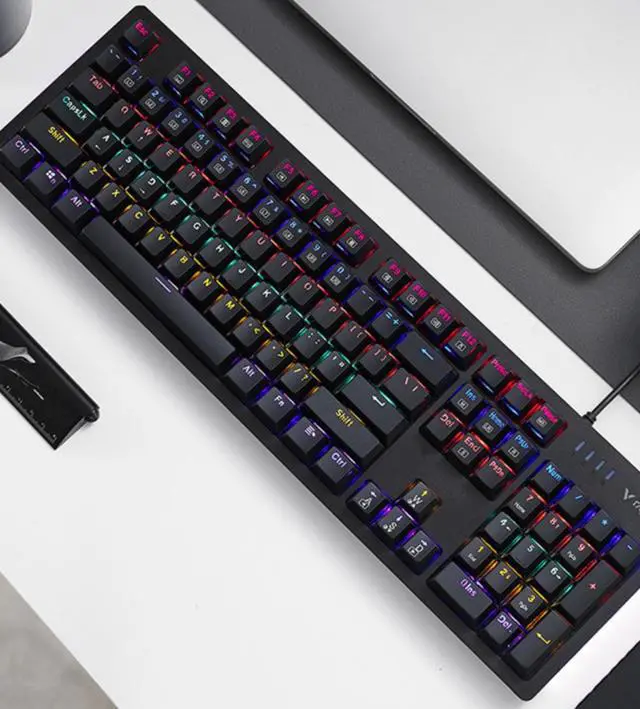 Main image of Rapoo V508 Wired Mechanical Gaming Keyboard Brown Switches, Dust and Water Resistance RGB LED Gaming Keyboard for Windows PC Gamers (104Keys, Black)