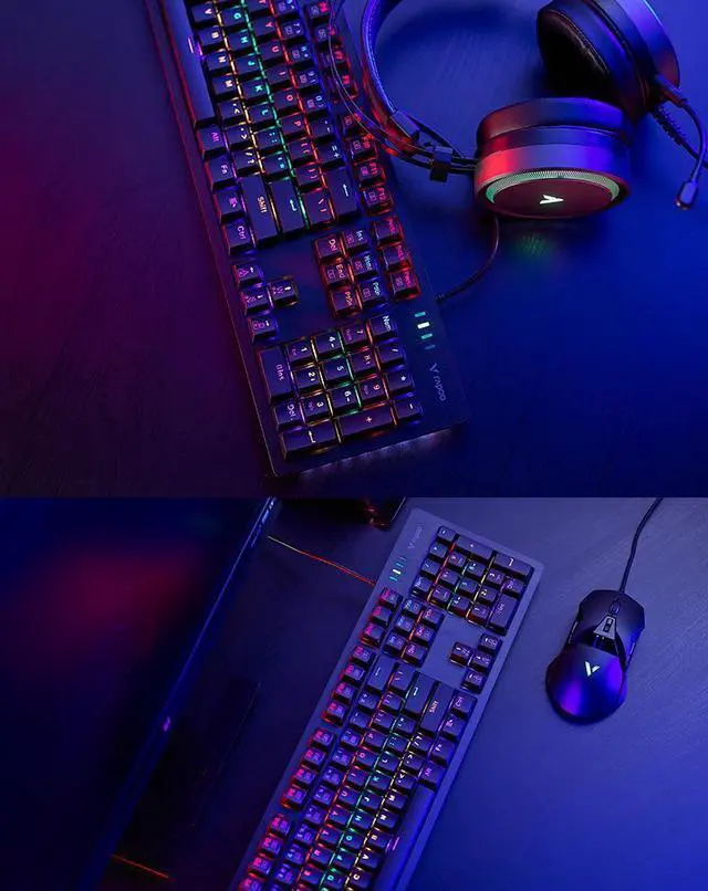 Alt view image 5 of 5 - Rapoo V508 Wired Mechanical Gaming Keyboard Brown Switches, Dust and Water Resistance RGB LED Gaming Keyboard for Windows PC Gamers (104Keys, Black)