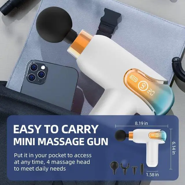 Alt view image 7 of 7 - Massage Gun Deep Tissue Massager Portable Shock Muscle Massage Gun Handheld Full-Body Massager Small Silent Back Massage Gun Gift for Ms. Mom BFF Green
