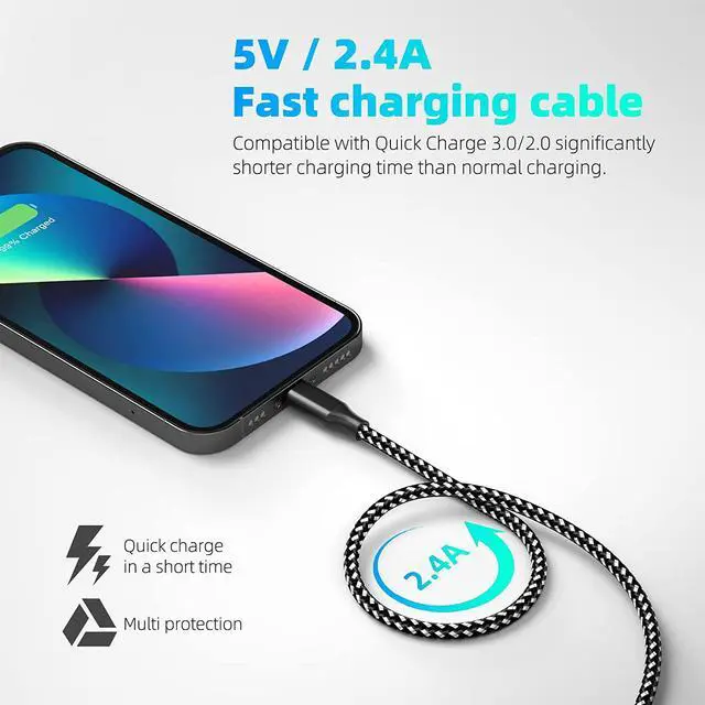 Alt view image 2 of 6 - iPhone Charger [Apple MFi Certified] 3Pack 10FT Nylon Braided Lightning Cable Fast Charging iPhone Charger Cord Compatible with iPhone 13 12 11 Pro Max XR XS X 8 7 6 Plus SE and More