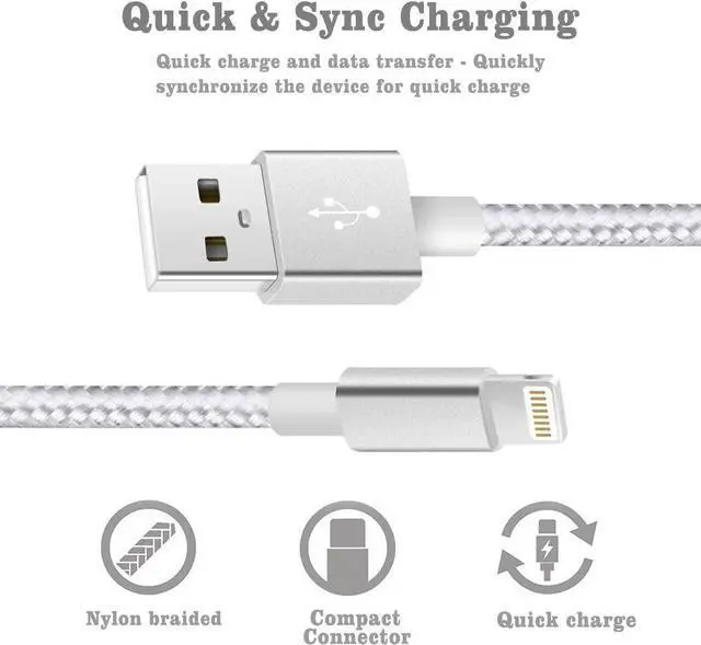 Alt view image 2 of 6 - iPhone Charger Cable [Mfi-Certified] 3Pack 10ft Nylon Braided High Speed USB Charging Cord Compatible with iPhone 12/11/XS/XR/X/8/7/6/5/iPad