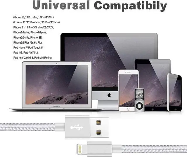 Alt view image 5 of 6 - iPhone Charger Cable [Mfi-Certified] 3Pack 10ft Nylon Braided High Speed USB Charging Cord Compatible with iPhone 12/11/XS/XR/X/8/7/6/5/iPad