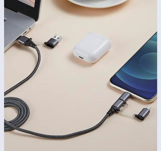 Alt view image 5 of 7 - Multi Fast Charging Cable PD 3A Fast Charger Nylon Braided Cord 5-in-1 5A USB A/Type C to Lightning +Type C+Micro USB Charger Adapter for Android/iPhone/iPad Pro/iOS/Samsung (3.3FT).
