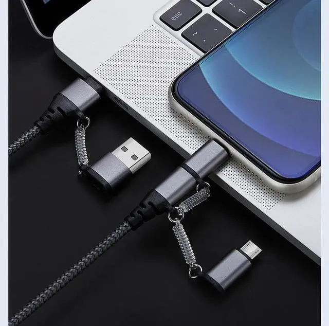 Alt view image 3 of 7 - Multi Fast Charging Cable PD 3A Fast Charger Nylon Braided Cord 5-in-1 5A USB A/Type C to Lightning +Type C+Micro USB Charger Adapter for Android/iPhone/iPad Pro/iOS/Samsung (3.3FT).