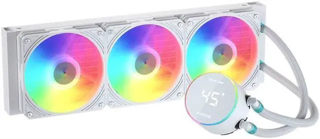 Alt view image 5 of 6 - ProArtist GRATIFY AIO 5 All-In-One CPU Water Cooling Radiator, ARGB Fan, Visualized Temperature Display With Rotating Water Block , Supported Platforms LGA1200/LGA1700/115X/AM4/AM5, White