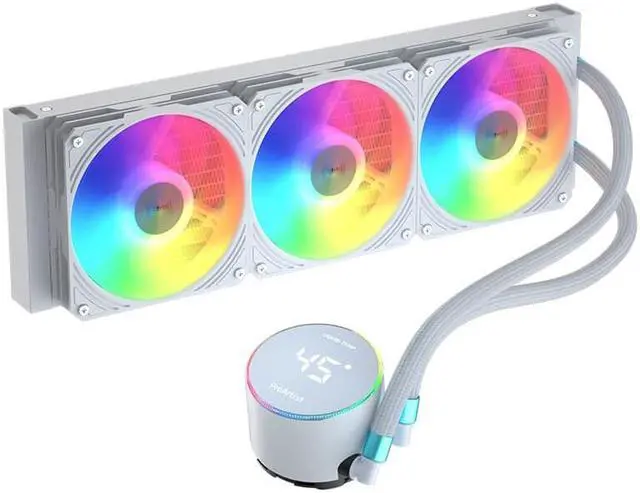 Alt view image 6 of 6 - ProArtist GRATIFY AIO 5 All-In-One CPU Water Cooling Radiator, ARGB Fan, Visualized Temperature Display With Rotating Water Block , Supported Platforms LGA1200/LGA1700/115X/AM4/AM5, White