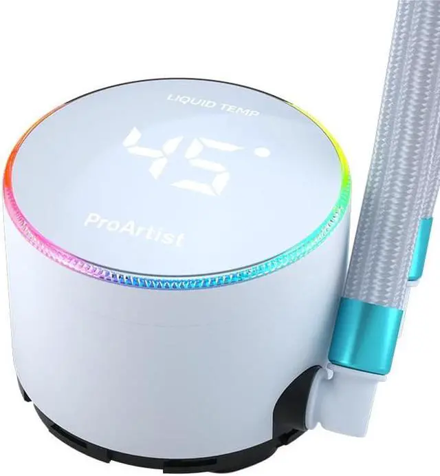 Alt view image 4 of 6 - ProArtist GRATIFY AIO 5 All-In-One CPU Water Cooling Radiator, ARGB Fan, Visualized Temperature Display With Rotating Water Block , Supported Platforms LGA1200/LGA1700/115X/AM4/AM5, White