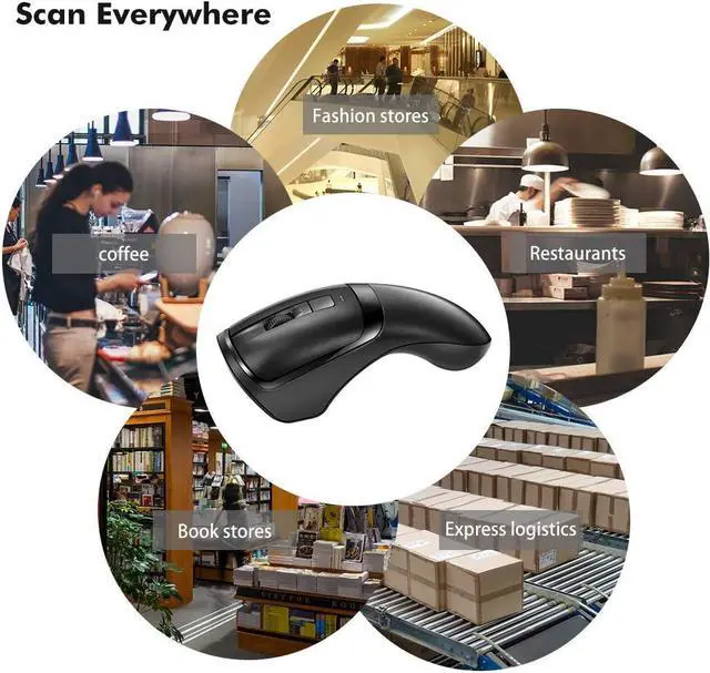Alt view image 5 of 6 - New Wireless Mouse Barcode Scanner, 2-in-1 Design 2D Handheld Barcode Scanner with Wireless Mouse Functions for POS System,Store,Supermarket, Warehouse.(Black)