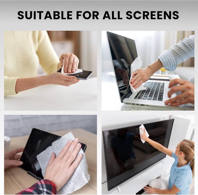 Alt view image 3 of 7 - Electronic Wipes Streak-Free for Screen Cleaner & Smart Watch [2 Pack x 40] TV Screen, Smart TV, Computer Screen, Laptop, Phone, Tablet, and Electronics devices - Microfiber Cloth Included [80 Wipes]