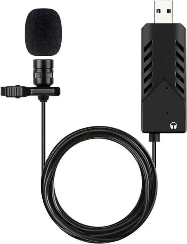 Main image of USB Lavalier Lapel Microphone,CORN Clip-on Cardioid Condenser Computer mic Plug and Play USB Mi1crophone with Sound Card for PC and Mac-K053