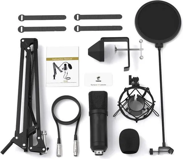 Alt view image 4 of 5 - CORN XLR Condenser Microphone, Professional Cardioid Studio Mic Kit with T20 Boom Arm, Shock Mount, Pop Filter for Recording, Podcasting, Voice Over, Streaming, Home Studio, YouTube