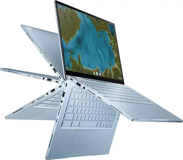Main image of ASUS Chromebook Flip C433 2 in 1 Laptop, 14" Touchscreen FHD NanoEdge Display, Intel Core m3-8100Y Processor, 8GB RAM, 64GB eMMC Storage, Backlit Keyboard, Silver, Chrome OS, C433TA-AS384T