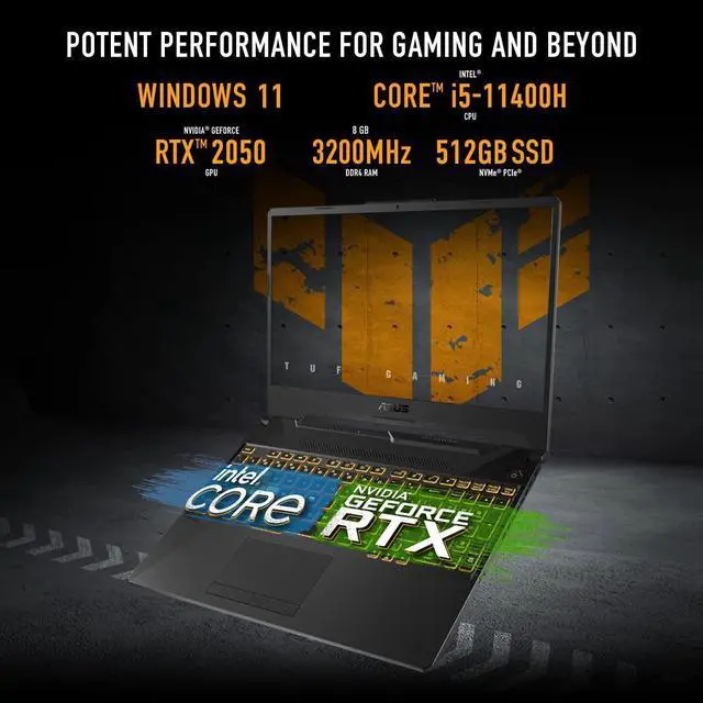 Alt view image 5 of 6 - ASUS TUF Gaming F15 Gaming Laptop, 15.6 144Hz FHD Display, Intel Core i5-11400H Processor, GeForce RTX 2050, 8GB DDR4 RAM, 512GB PCIe SSD Gen 3, Wi-Fi 6, Windows 11, FX506HF-ES51