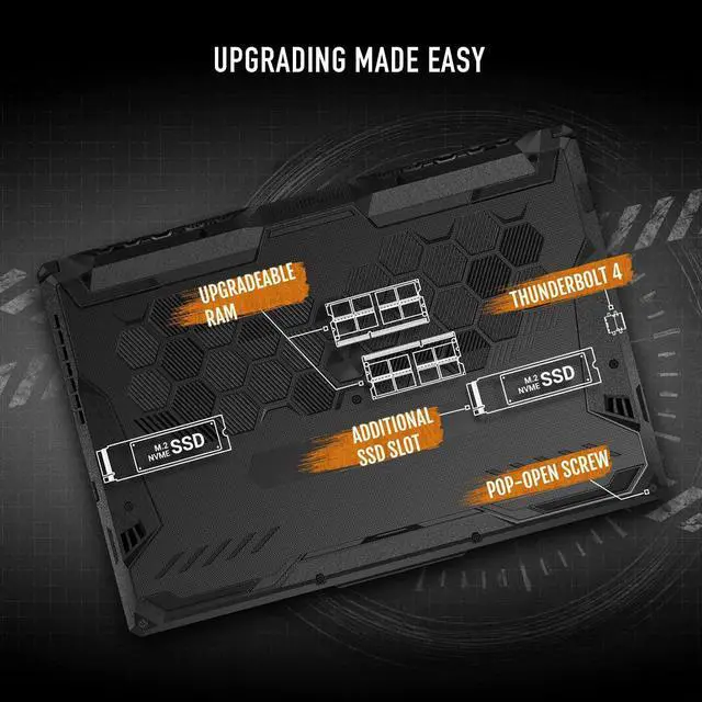 Alt view image 4 of 6 - ASUS TUF Gaming F15 Gaming Laptop, 15.6 144Hz FHD Display, Intel Core i5-11400H Processor, GeForce RTX 2050, 8GB DDR4 RAM, 512GB PCIe SSD Gen 3, Wi-Fi 6, Windows 11, FX506HF-ES51