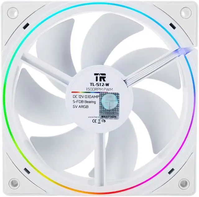 Alt view image 4 of 7 - Thermalright TL-S12W 120mm Case Fan (White)3 Packs , ARGB Double Halo Light Effect, Shock Absorption and Low Noise, Support Motherboard Light Effect Synchronization (OEM)
