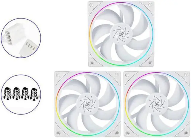 Alt view image 7 of 7 - Thermalright TL-S12W 120mm Case Fan (White)3 Packs , ARGB Double Halo Light Effect, Shock Absorption and Low Noise, Support Motherboard Light Effect Synchronization (OEM)