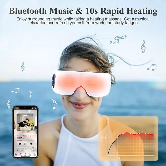Alt view image 4 of 7 - CORN Eye Massager with Heat, Smart Eye Massager for Migraines 6 Modes with Bluetooth Music Heat Compression Eye Massage Heated Eye Massager Foldable for Migraines Headaches Dark Circles Puffiness