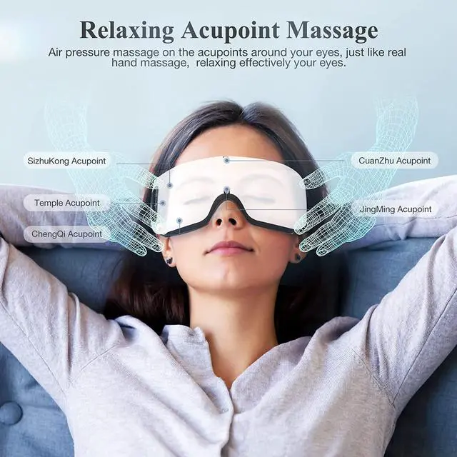 Alt view image 3 of 7 - CORN Eye Massager with Heat, Smart Eye Massager for Migraines 6 Modes with Bluetooth Music Heat Compression Eye Massage Heated Eye Massager Foldable for Migraines Headaches Dark Circles Puffiness