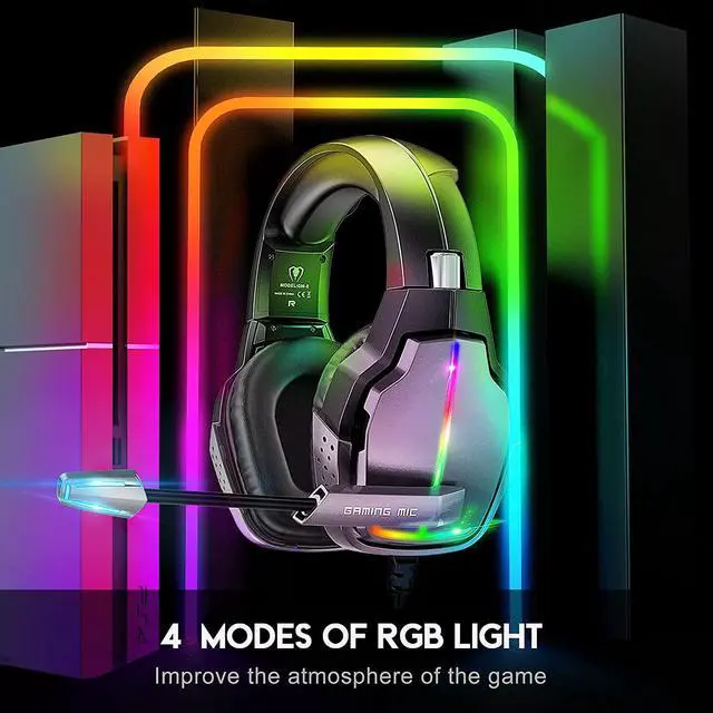 Alt view image 3 of 7 - Gaming Headset for PS4 PS5 PC Xbox One, 3D Stereo Sound PS5 Headset, Noise-Cancelling Over Ear Gaming Headphones with Mic for Switch Laptop Mobile