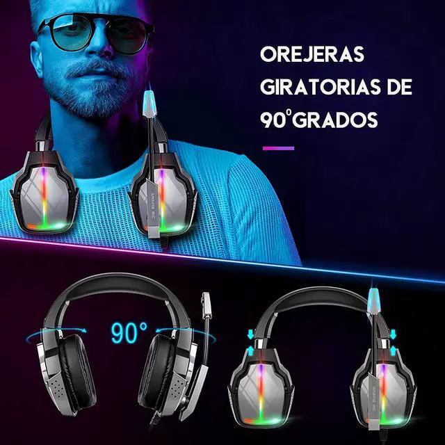 Alt view image 5 of 7 - Gaming Headset for PS4 PS5 PC Xbox One, 3D Stereo Sound PS5 Headset, Noise-Cancelling Over Ear Gaming Headphones with Mic for Switch Laptop Mobile