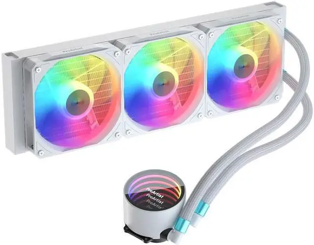 Alt view image 2 of 5 - Corn Economic Aio 5 Series Integrated Water Cooling Radiator ARGB supports 12th generation CPU 360mm PWM ARGB SYNC Fan/Infinity Mirror Cooling Head Supported Platforms LGA1200/LGA1700/AM4 White