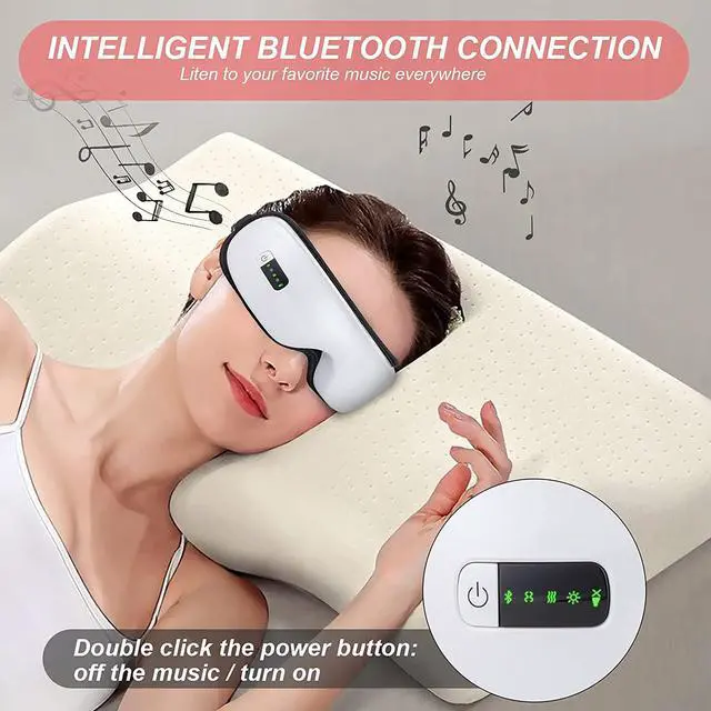 Alt view image 4 of 7 - Eye Massager with Heat, Bluetooth Music Rechargeable Eye Heat Massager , Relax and Reduce Eye Strain Dark Circles Eye Bags Dry Eye, IDEAL GIFTS for Both Men and Women(White)