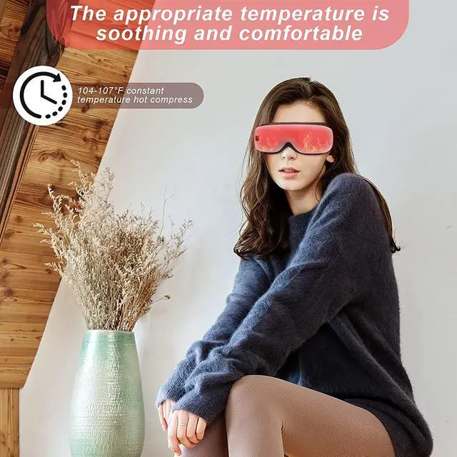 Alt view image 5 of 7 - Eye Massager with Heat, Bluetooth Music Rechargeable Eye Heat Massager , Relax and Reduce Eye Strain Dark Circles Eye Bags Dry Eye, IDEAL GIFTS for Both Men and Women(White)