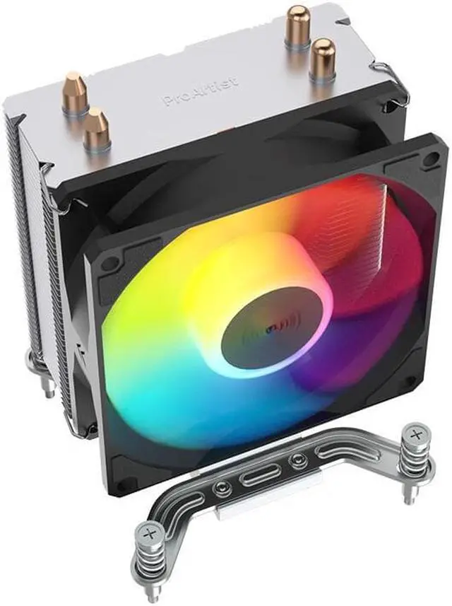 Alt view image 4 of 7 - Corn E1 Pro Colorful CPU Cooler PC Air Cooling Radiator,128mm Height,Only Support LGA1200/1700 Platform, 2 Heart Pipes Pre-coated with Silicone Grease,Straight-lock Screw Structure, Small Tower Design