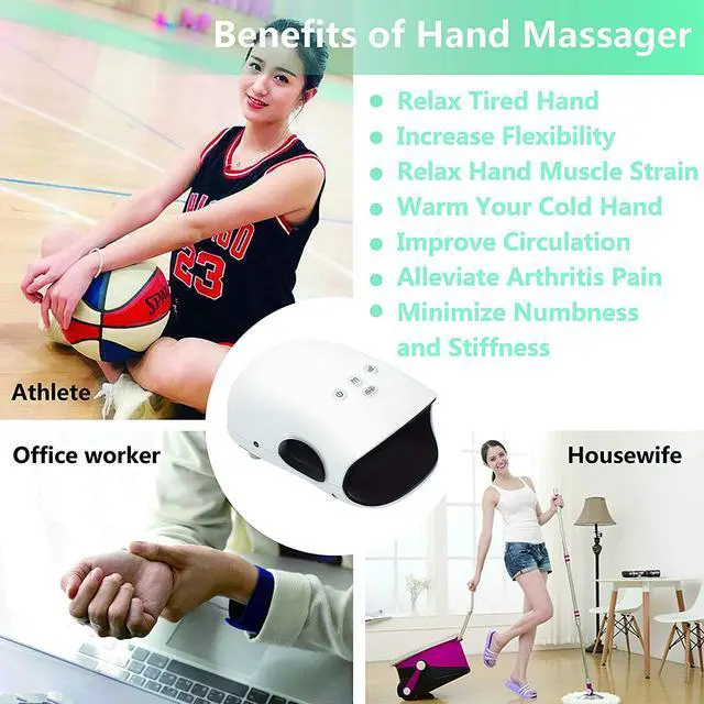 Alt view image 7 of 7 - CORN Hand Massager - Cordless Hand Massager with Heat and Compression for Arthritis and Carpal Tunnel - Gifts for Women(White)