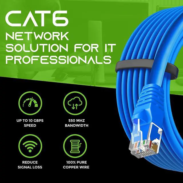 Alt view image 6 of 7 - Cat 6 Ethernet Cable 3 ft (10-Pack) - Cat6 Patch Cable, Cat 6 Patch Cable, Cat6 Cable, Cat 6 Cable, Cat6 Ethernet Cable, Network Cable, Internet Cable - Blue 3 Feet