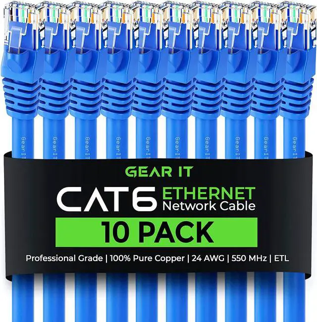 Main image of Cat 6 Ethernet Cable 3 ft (10-Pack) - Cat6 Patch Cable, Cat 6 Patch Cable, Cat6 Cable, Cat 6 Cable, Cat6 Ethernet Cable, Network Cable, Internet Cable - Blue 3 Feet