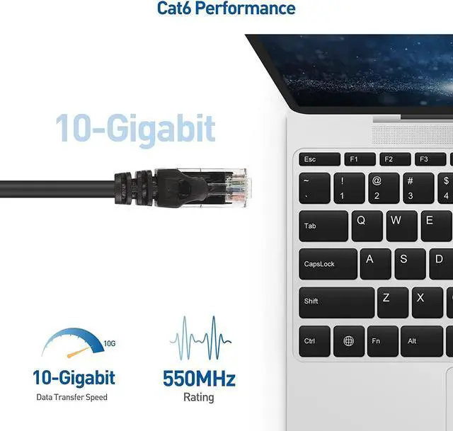 Alt view image 4 of 7 - 10Gbps Snagless Cat 6 Ethernet Cable 25 ft (Cat 6 Cable, Cat6 Cable, Internet Cable, Network Cable) in Black
