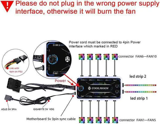 Alt view image 7 of 7 - 3 Pack RGB Case Fans,COOLMOON 120mm Silent Computer Cooling PC Case Fan Addressable RGB Color Changing LED Fan with Remote Control,Music Rhythm Sync & 5V ARGB Motherboard Sync