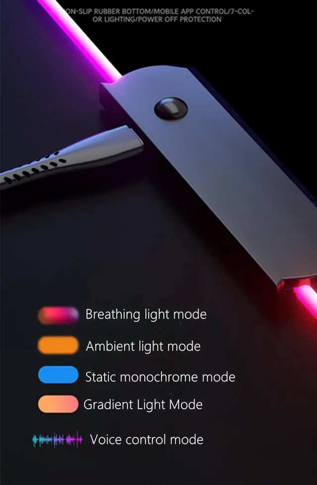 Alt view image 6 of 6 - Alienware Gaming Mouse Pad,RGB LED Lighting 7 Colorful Mousepad,4 light modes,Mobile App control,Soft Extended Large USB Mouse Mat for Laptop, Computer & Office