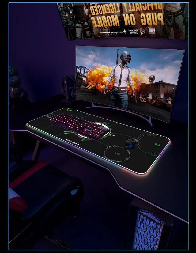 Alt view image 4 of 6 - Alienware Gaming Mouse Pad,RGB LED Lighting 7 Colorful Mousepad, 4 light modes,Mobile App control,Soft Extended Large USB Mouse Mat for Laptop, Computer & Office