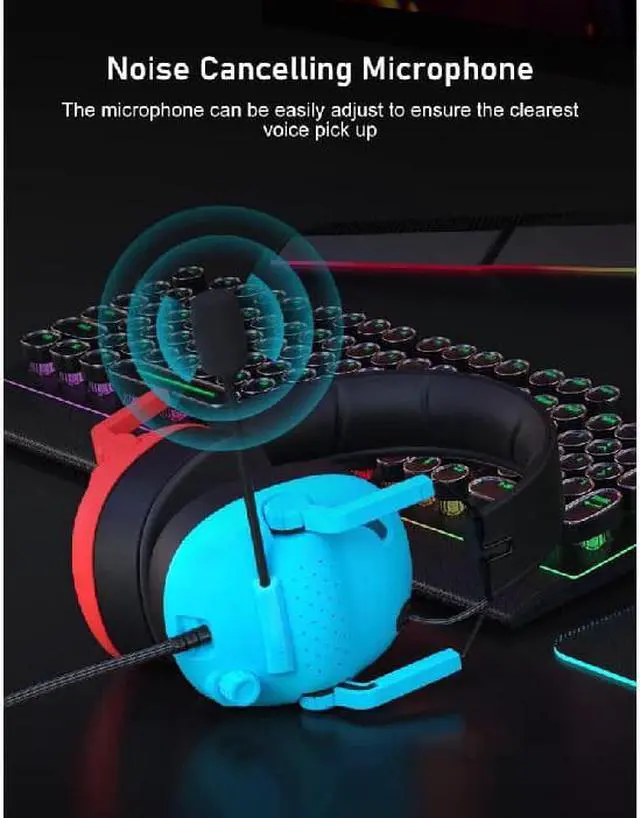 Alt view image 7 of 7 - SG500 Gaming Headset for PS5 PS4 Xbox, Surround Sound Headset with Noise Canceling Microphone - Detachable Memory Foam Ear Pads Portable Foldable Headphones for PC Switch - Red&Blue