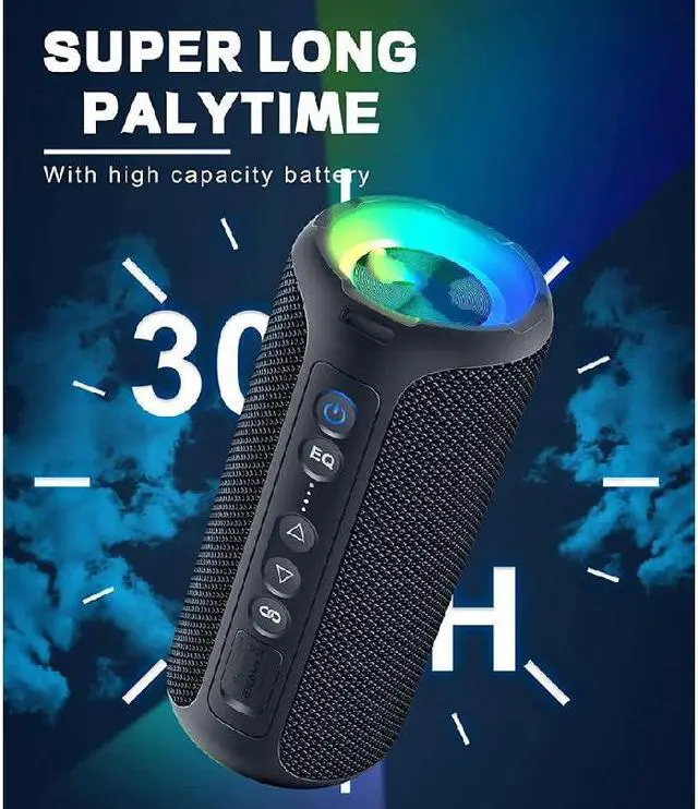 Alt view image 7 of 7 - Bluetooth Speakers, Corn 40W Loud Stereo Portable Wireless Speaker, IPX7 Waterproof Shower Speakers with Deep Bass/LED Light/TF Card/AUX, True Wireless Stereo Speaker for Indoor&Outdoor