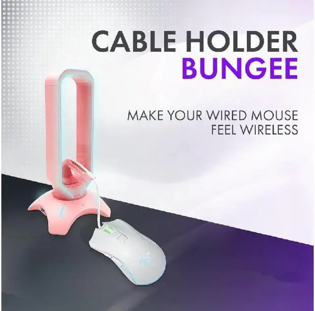 Alt view image 4 of 6 - Corn RGB Gaming Headset Stand - 3 in 1 Pink Headphone Stand with Mouse Bungee and 2 Port USB Hub Charger - The Ultimate Gaming Accessory and Gamer Gift - RGB Headphone Holder for Desk