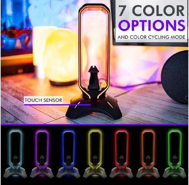 Alt view image 6 of 6 - Corn RGB Headset Stand and Gaming Headphone Stand for Desk Display with Mouse Bungee Cord Holder - Gaming Headset Holder with USB 3.0 Hub for Xbox, PS4, PC - Perfect Gaming Accessories Gift