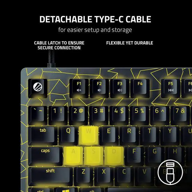 Alt view image 5 of 6 - Razer Huntsman V2 TKL Tenkeyless Gaming Keyboard: Fast Linear Optical Switches Gen2 w/Sound Dampeners & 8000Hz Polling Rate - Detachable TypeC Cable - UV-Coated ABS Keycaps - Wrist Rest - ESL Edition