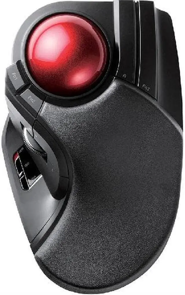 Main image of Trackball Mouse, 2.4GHz Wireless, Finger Control, 8-Button Function, Precision Optical Gaming Sensor, Palm Rest Attached, Smooth Red Ball, Windows11, macOS (M-HT1DRBK)